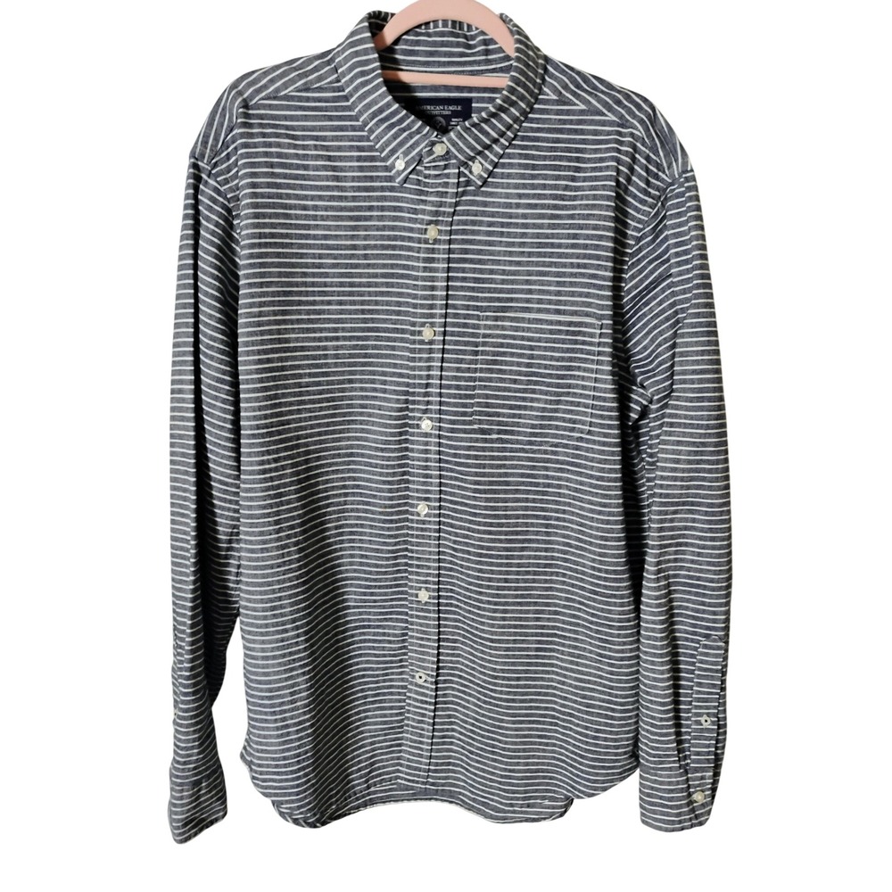American Eagle Outfitters Men's Striped Long Sleeve Button Down Shirt, Size L